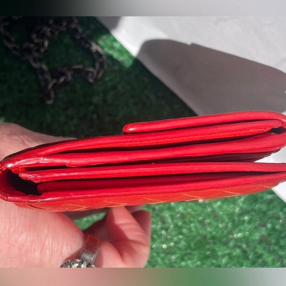 Bottega Veneta Nappa Intrecciato Continental Snap Wallet Red with Chain - Picture 8 of 9